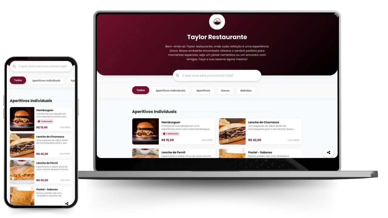 Cardápio digital do Garfo APP exibido em smartphone com QR Code - menu digital para restaurantes