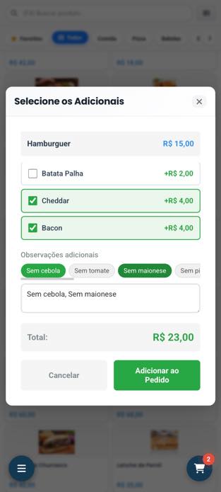 Dashboard de métricas e relatórios no celular - Garfo APP